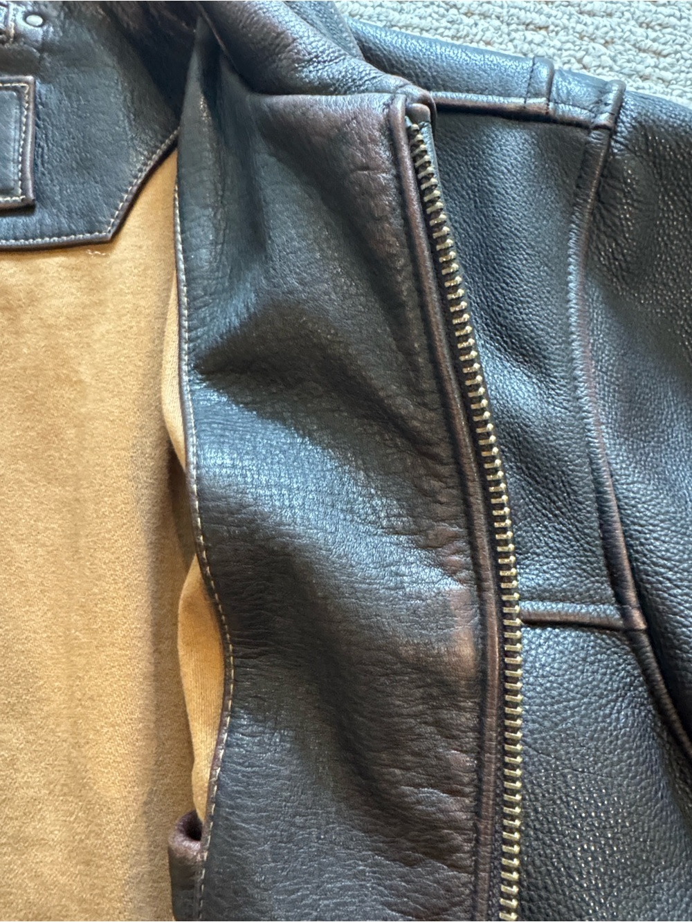 Vintage Sonoma Chocolate Brown Leather Bomber Jacket - Large - Picture 9 of 16